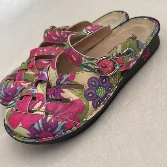 Alegria | Freesia Happy Days Woven Leather Slingback Clogs FRE-525 Floral (38) - Picture 6 of 16